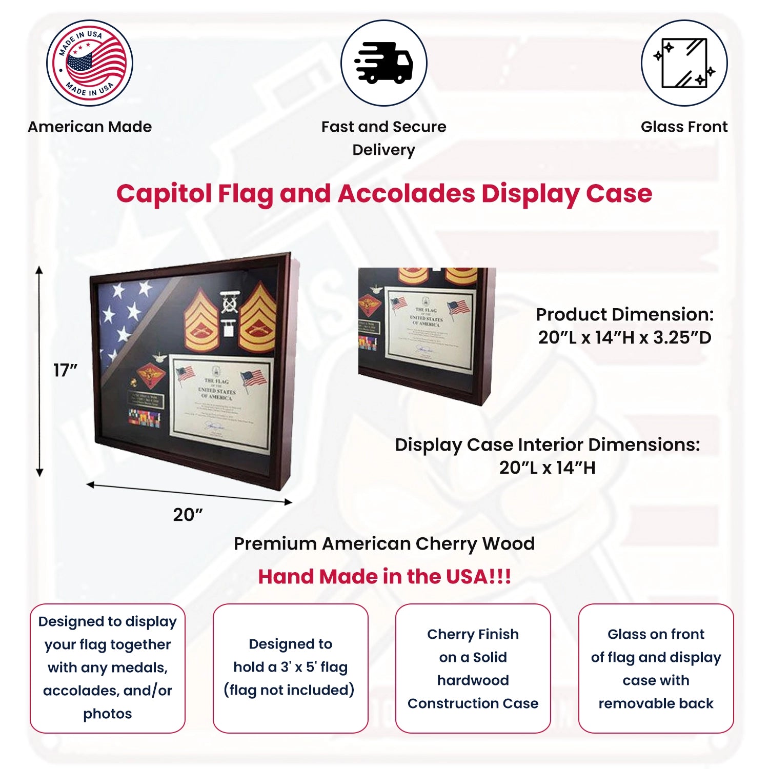 Capitol Flag and Accolades Display Case