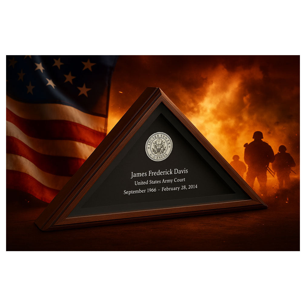 Veteran’s Memorial Wall, Custom Engraved Flag Case for Veterans, Engraved Memorial Flag Case, Veteran Flag Case with Laser Engraving, Laser Etched Military Flag Display Box