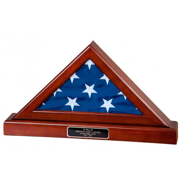 Flag and base display case for 3x5 flag, Flag and base – great military gift for a 3x5 flag, Flag and pedestal display case