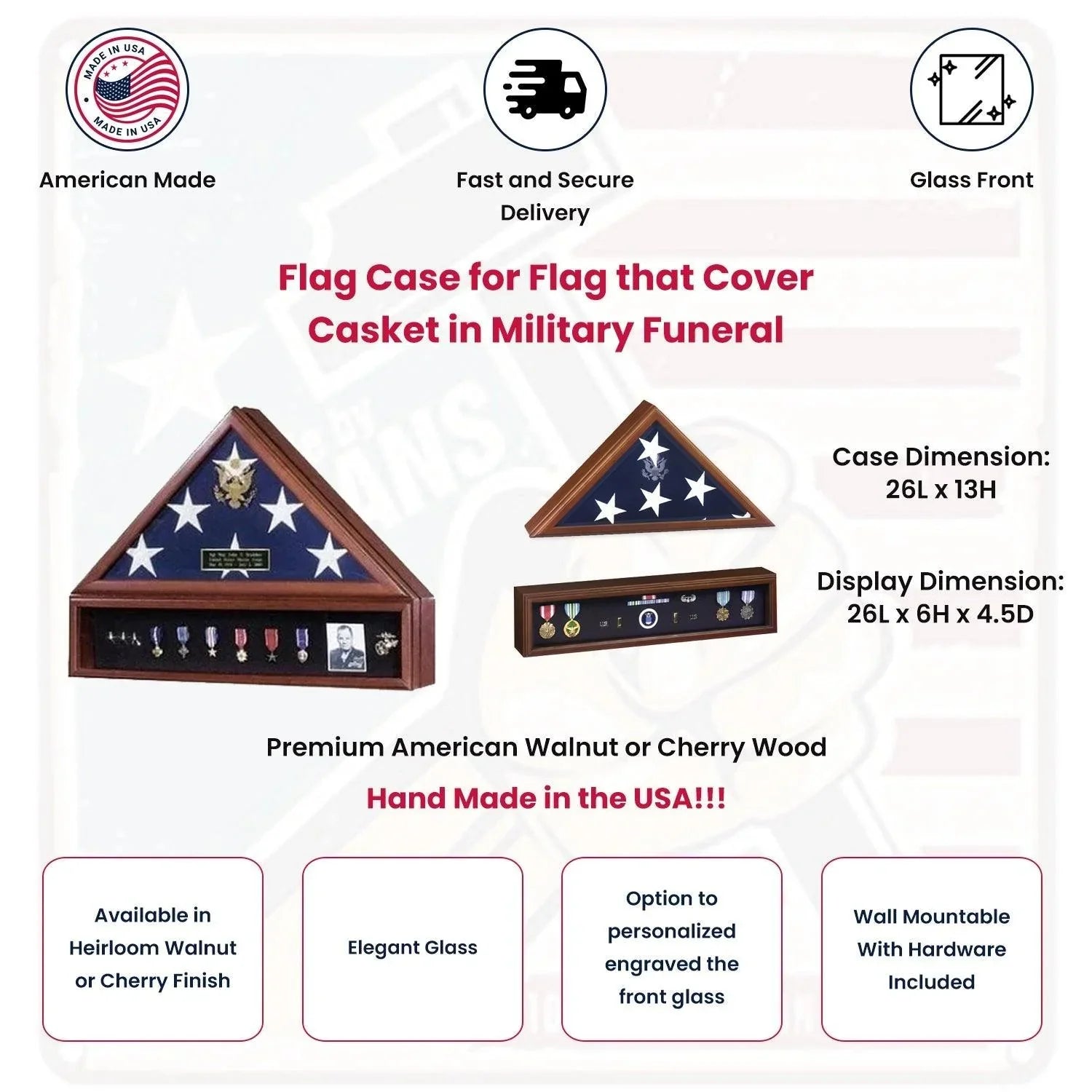 Personalized Flag Display Case, American Flag Frame
