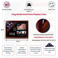 flag photo and medal display case, flag photo medal display case, flag medal and photo shadow box, military flag photo and medal display, burial flag photo and medal display case, veteran flag photo medal frame, flag display case for medals and photos, American flag medal and photo display box, memorial flag photo and medal frame, flag display shadow box with medals and photo, personalized flag photo and medal display, solid wood flag photo medal display case, handcrafted flag photo and medal frame, militar