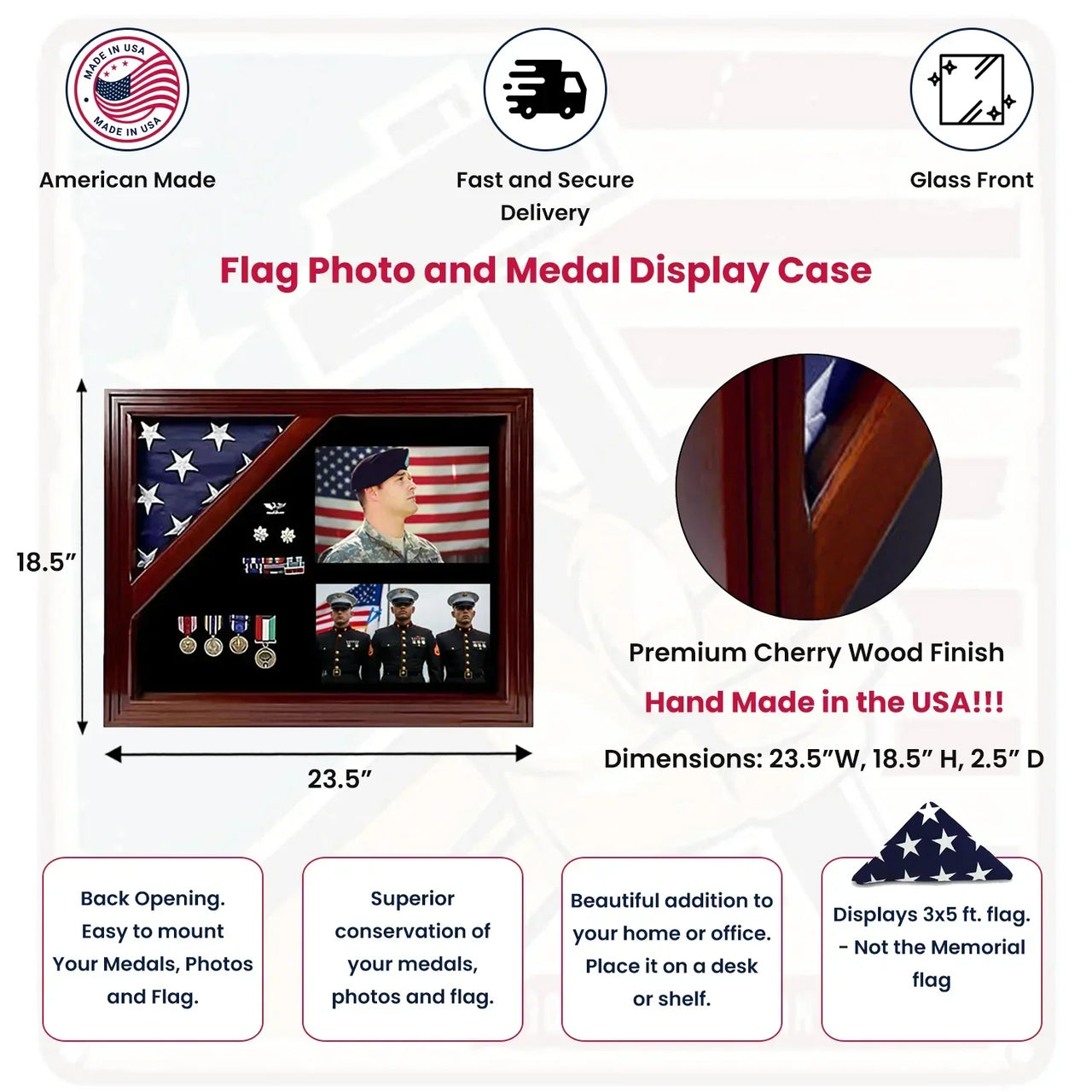 flag photo and medal display case, flag photo medal display case, flag medal and photo shadow box, military flag photo and medal display, burial flag photo and medal display case, veteran flag photo medal frame, flag display case for medals and photos, American flag medal and photo display box