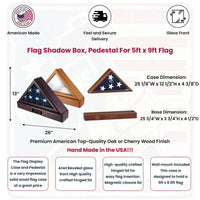 Officers Flag Display Case AND Pedestal for 3ft x 5ft Flag 