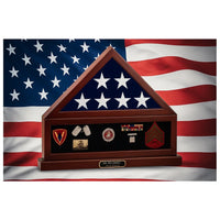 Combination Flag Display Case Shadow Box, Flag medal pedestal