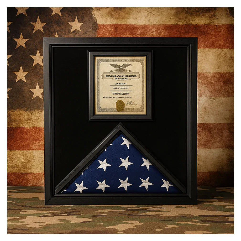 Flag and Certificate Case Black Frame, American Made Flag and Certificate Case Black Frame, American Made