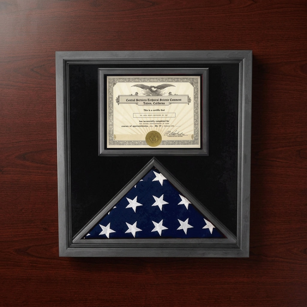 Flag and Certificate Case Black Frame, American Made Flag and Certificate Case Black Frame, American Made Case