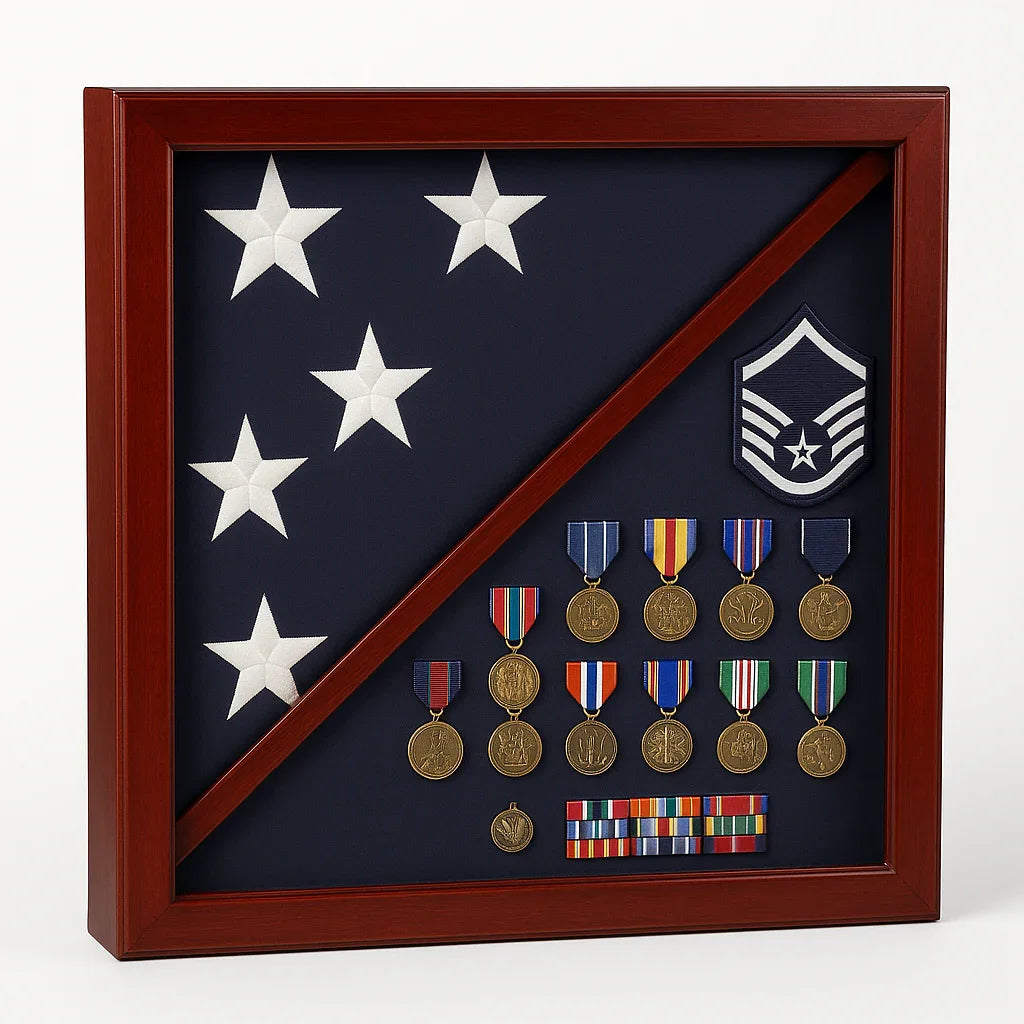 Flag and medal display case, Lerge flag medal display case 