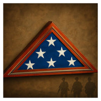 Gold Trim Large Flag Display Case