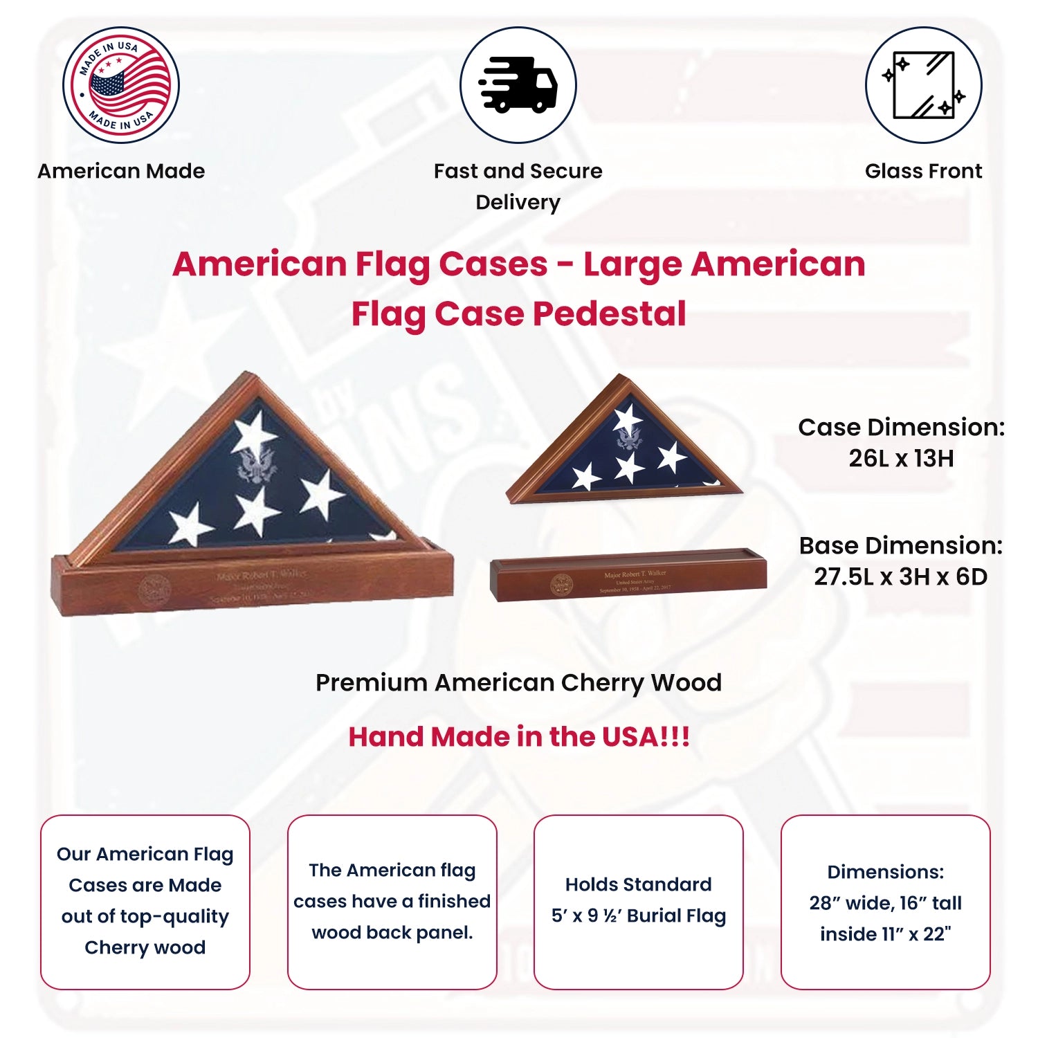 American Flag Cases - Large American Flag Case Pedestal