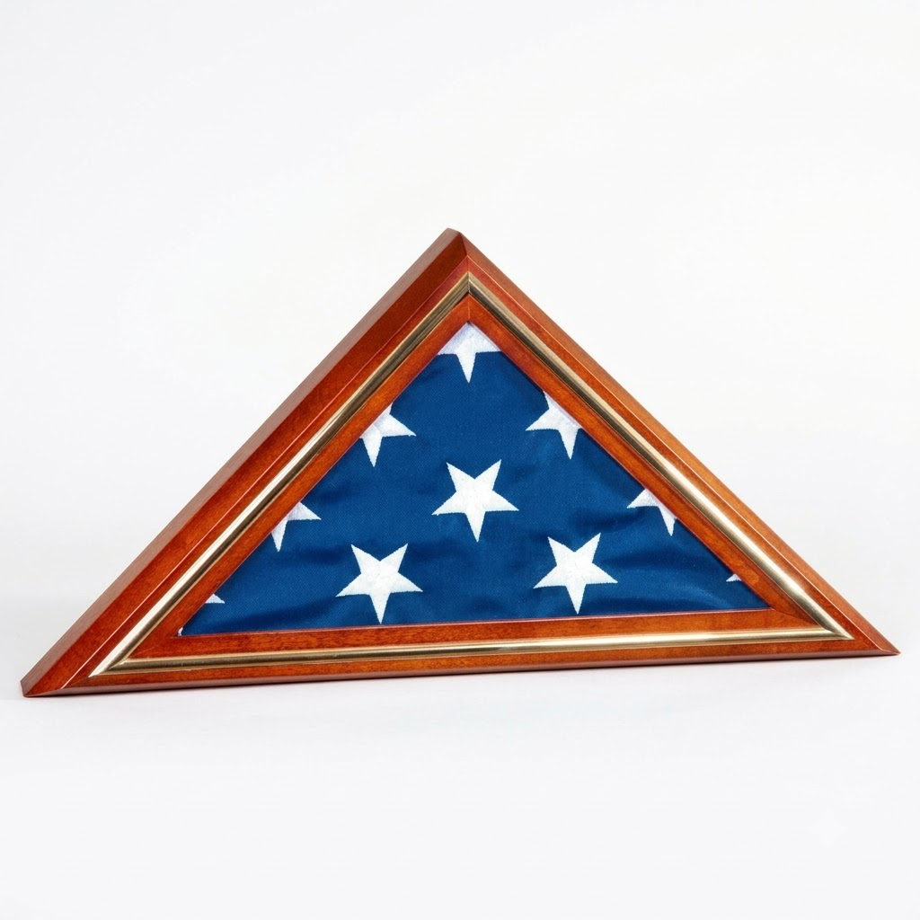 Large Flag Display Case with Gold Trim for American Flag