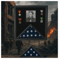 Military Photo Flag and Medal Display Case