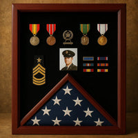 Flag and Medal Display Case, Military Flag and Medal Shadow Box, Flag and Medal Holder, Veteran Flag and Medal Display Case, Flag and Medal Presentation Case, Military Flag Display Box with Medals, Wooden Flag and Medal Display Case, Flag and Medal Frame