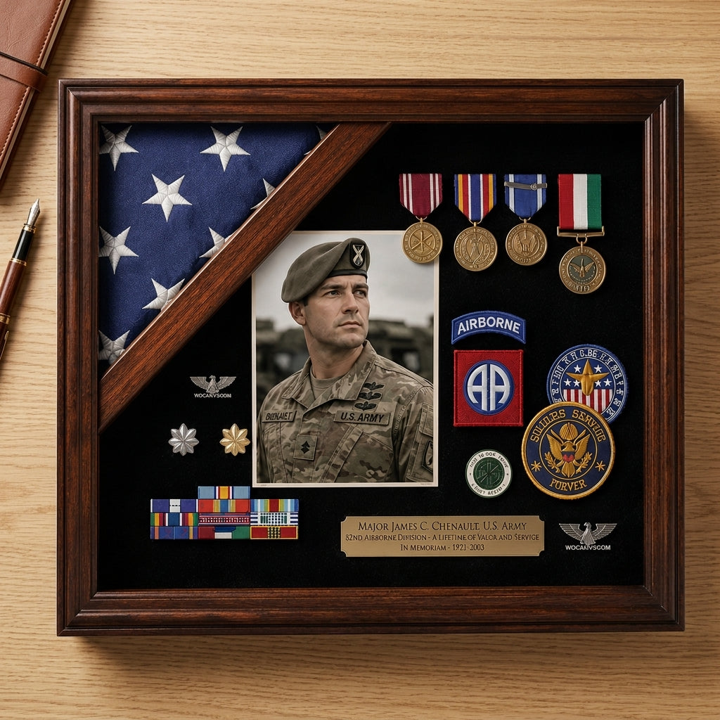 Retirement flag medal display frame, Military Retirement gift 