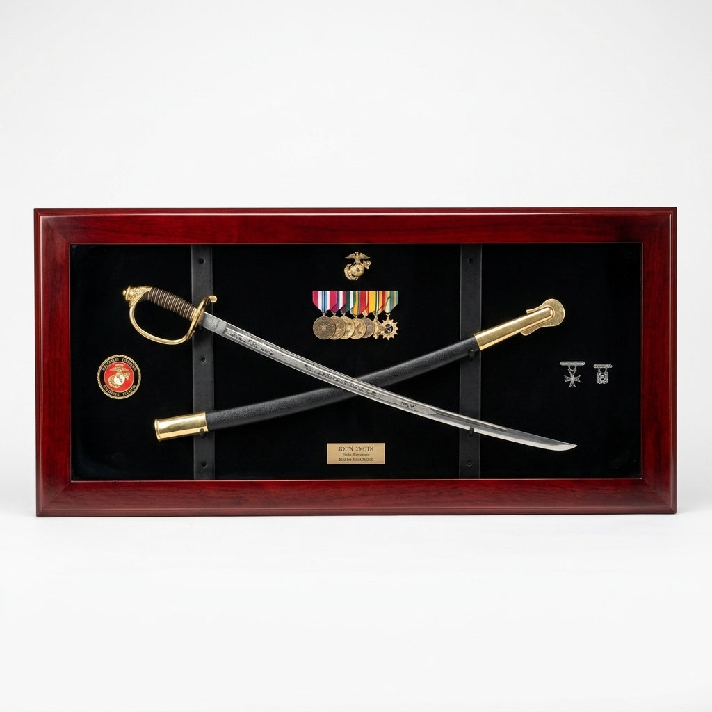 Navy Sword Display Case, Naval Sword Display Case, US Navy Sword Display Case, Navy Officer Sword Display, Navy Ceremonial Sword Case, Military Sword Display Case Navy, Navy Sword Shadow Box, Navy Keepsake Display Case, Navy Retirement Sword Display, Navy Presentation Sword Case, US Navy Veteran Sword Display, Naval Officer Sword Shadow Box, Navy Retirement Keepsake Case, Military Naval Sword Frame, Navy Service Sword Display, Veteran Navy Memorabilia Display, Navy Award and Sword Display Case