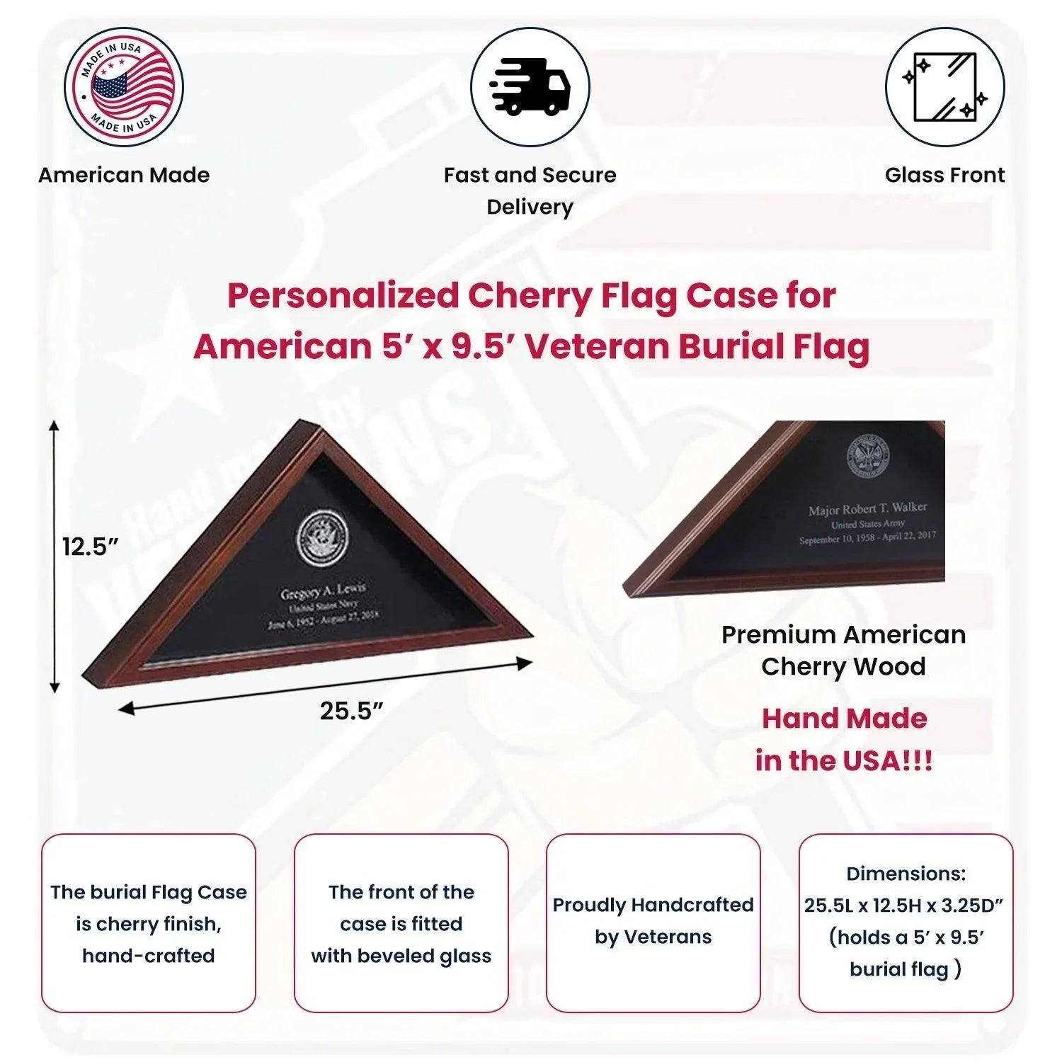 Personalized Flag Display Case with American Laser