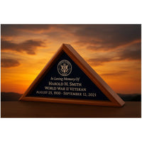 Engraved Flag Display Case, Personalized Flag Display Case, Custom Engraved Flag Box, Flag Display Case with Engraving, Military Flag Display Case with Custom Engraving, Engraved Flag Case for Veterans, Custom Engraved Military Flag Display Box, Personalized Flag Case for Burial Flag, Engraved Wooden Flag Display Case, Flag and Medal Display Case with Engraving