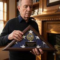 Personalized Military Flag Display Case with Army Emblem