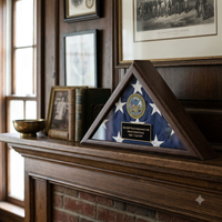 Personalized Wooden Flag Display Case with Army Logo