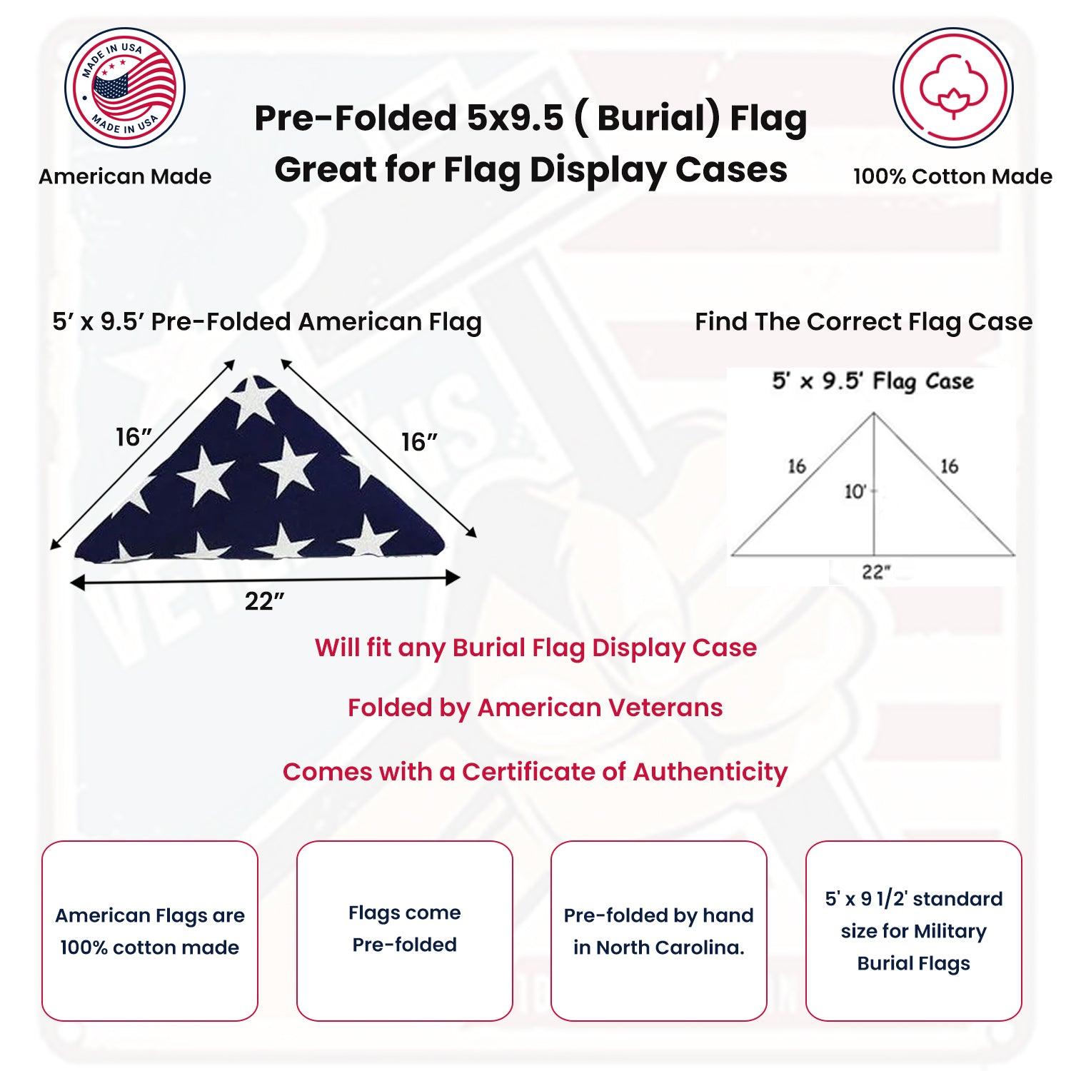 American Flag For Flag Display Case 3' x 5' Cotton