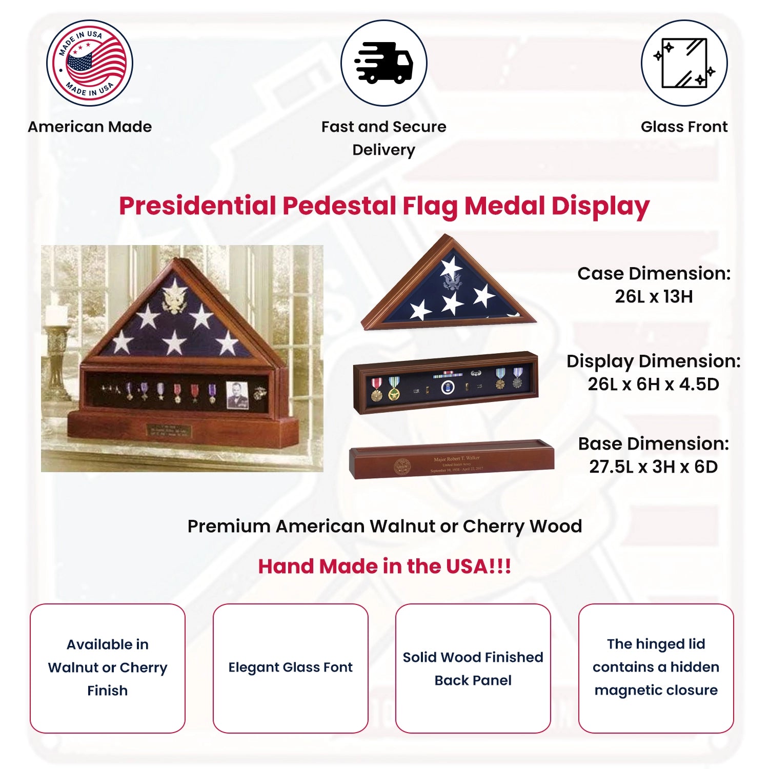 Presidential Pedestal Flag Medal Display, Military Pedestal Flag 