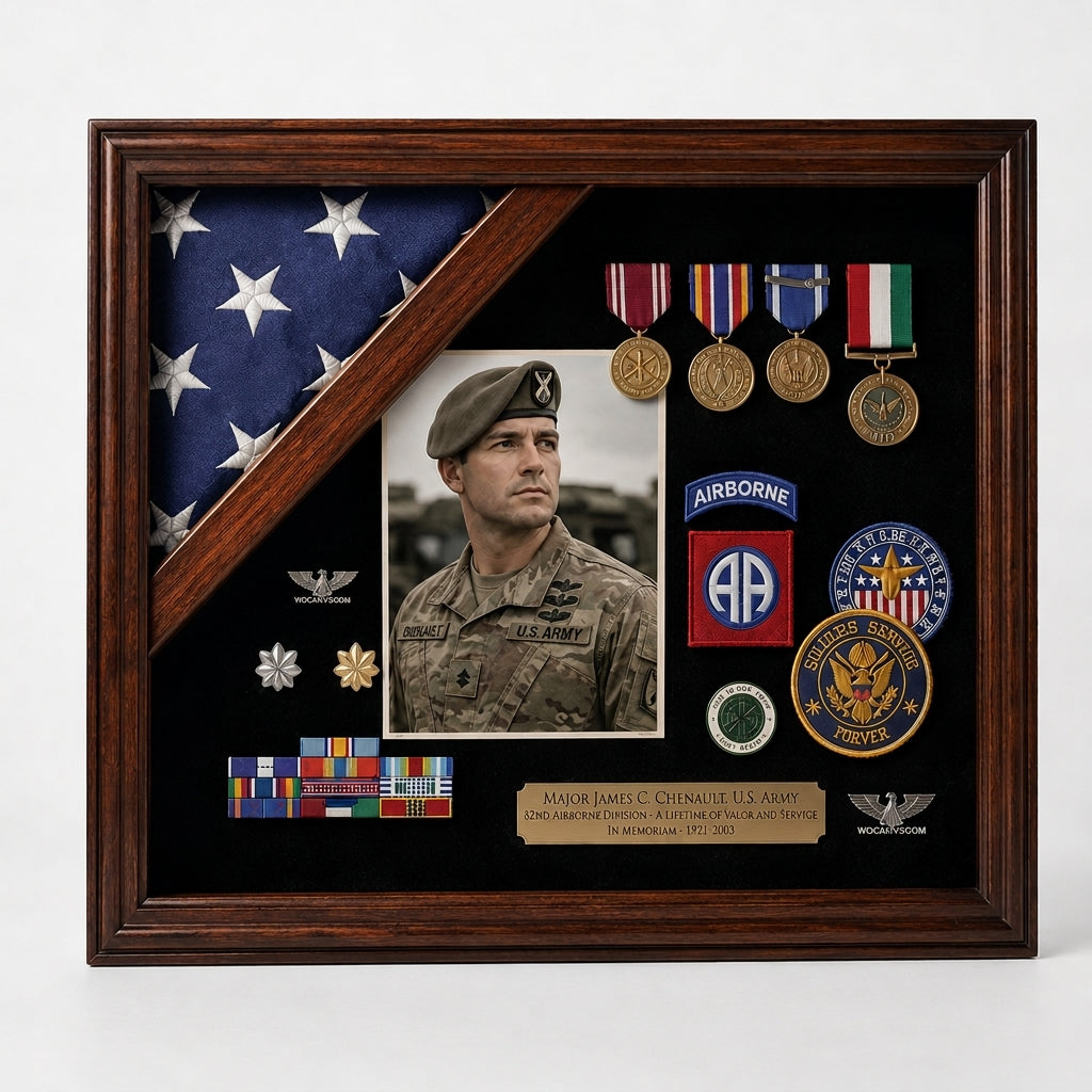 Retirement flag medal display frame, Military Retirement gift 