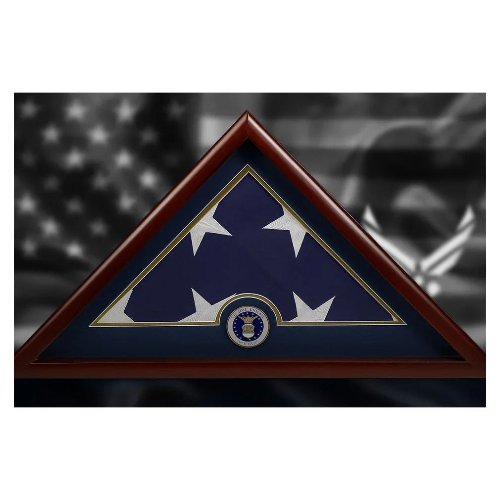Air Force Flag Display Case, Military Flag Display Case for Air Force, Air Force Retirement Flag Case, US Air Force Flag Shadow Box, Air Force Burial Flag Display Case, Air Force Flag and Medal Display Case, Flag Case for 5x9.5 Burial Flag – Air Force, Personalized Air Force Flag Display Case