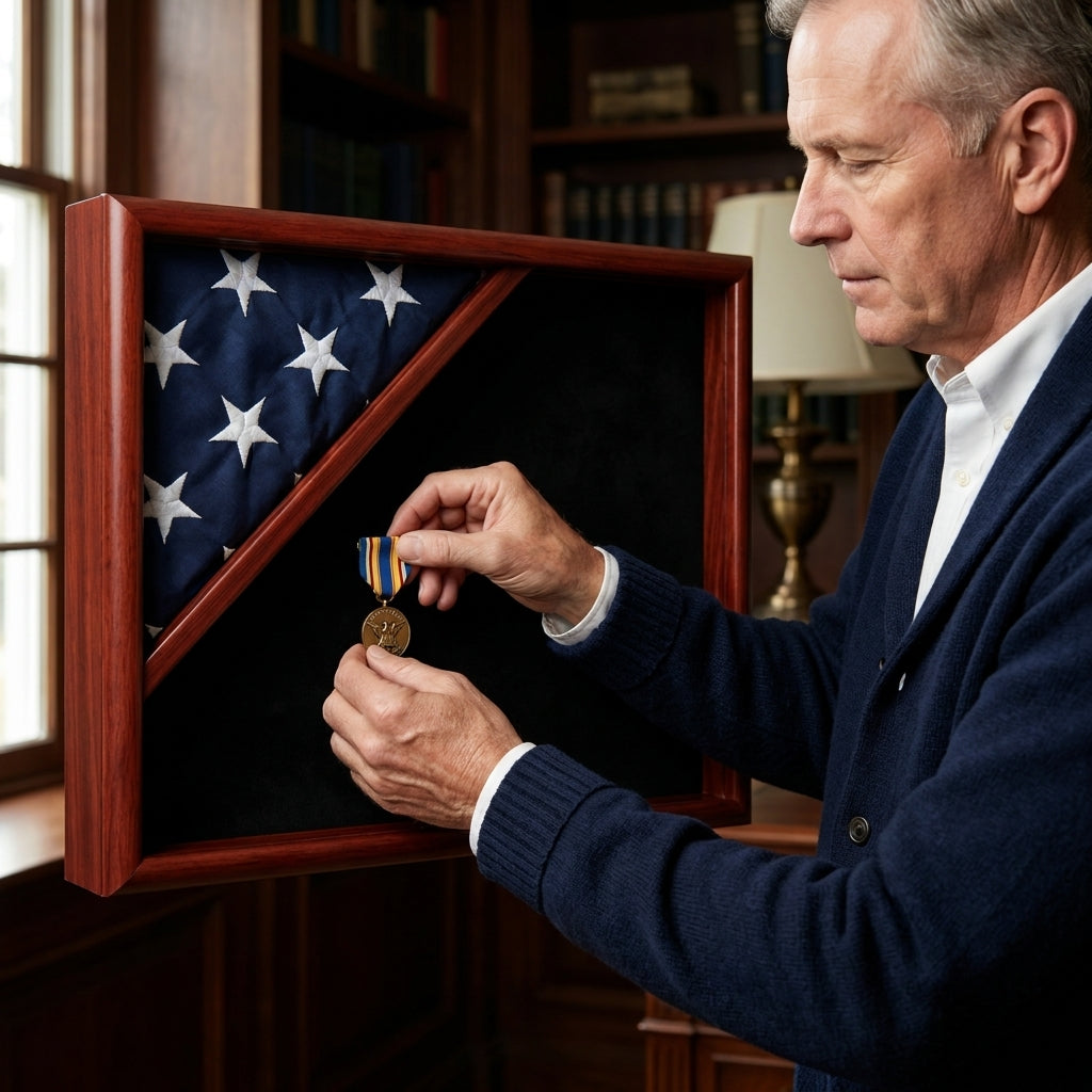 Flag and Document Case, Flag and Certificate Display Case, Vertical Flag and Document Case, Flag and Diploma Display Case, Military Flag and Document Case, Memorial Flag and Certificate Case, Flag Display Case with Document Holder, Flag and Award Display Case, Veteran Flag and Document Display, Flag Presentation Case with Certificate, Veteran Flag and Certificate Case, Military Service Recognition Display Case, Military Retirement Flag Display, Armed Forces Memorial Display Case, Veteran Award and Flag Case