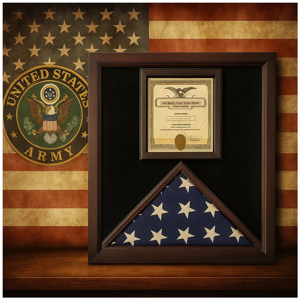 Flag and Certificate Case Black Frame, American Made Flag and Certificate Case Black Frame, American Made