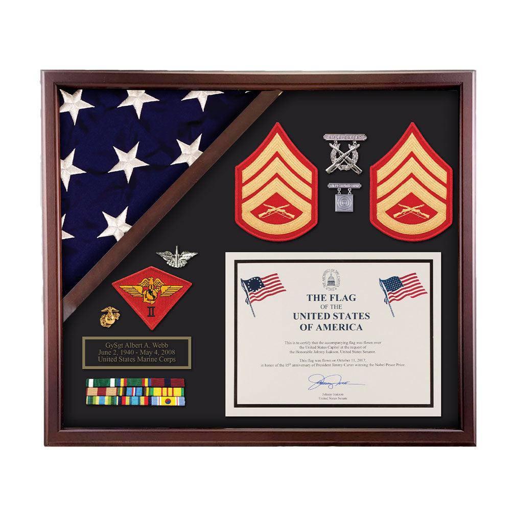 Capital Flag Display Case, American flag medal display Capital Flag Display Case, American flag medal display