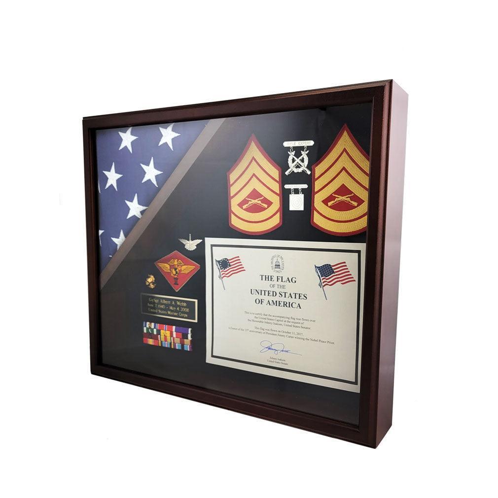 Capital Flag Display Case, American flag medal display Capital Flag Display Case, American flag medal display