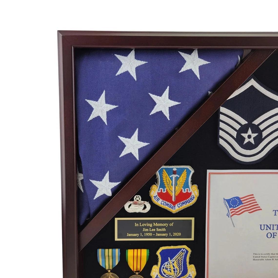 Handcrafted Hardwood Capitol Flag and Certificate Display Case.