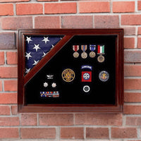 Coast Guard Flag and medal Corner flag display case 