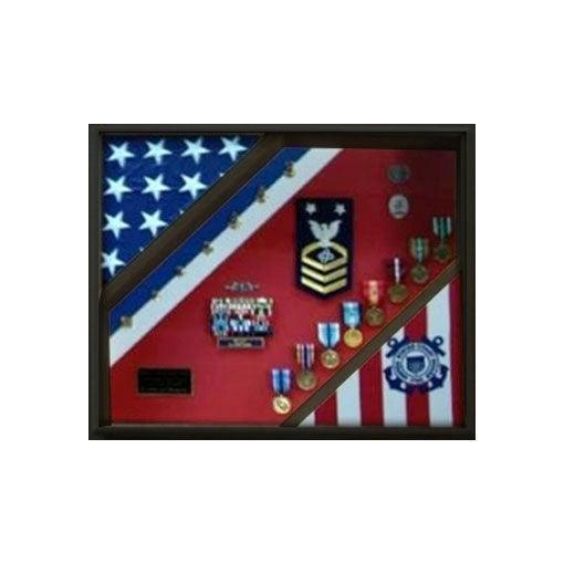Coast Guard Flag Display, Plexiglass front Cover Black Wood - Flags Connections