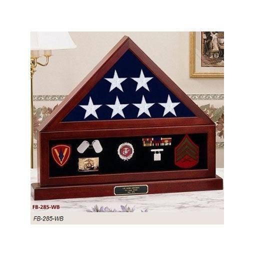 Combination Flag Display Case Shadow Box, Flag medal pedestal Combination Flag Display Case Shadow Box, Flag medal pedestal