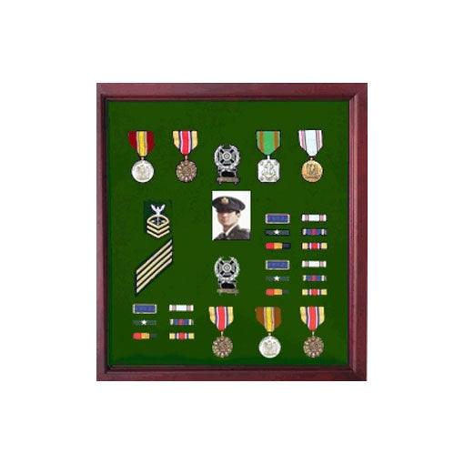 Extra Large Medal Display Case Cherry Finish - Flags Connections