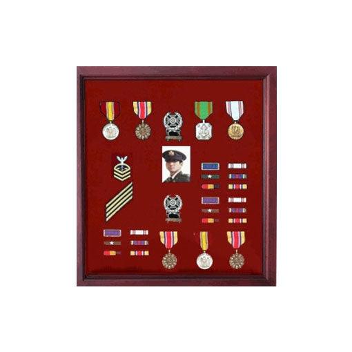 Extra Large Medal Display Case Cherry Finish - Flags Connections