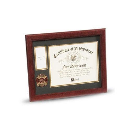 Firefighter Medallion Certificate and Medal Frame - Flags Connections