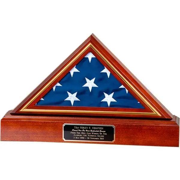 Flag and Pedestal Display Case, Gold Trim Flag Display Case, Gold Trim Flag and Pedestal Display Case Flag and Pedestal Display Case, Gold Trim Flag Display Case