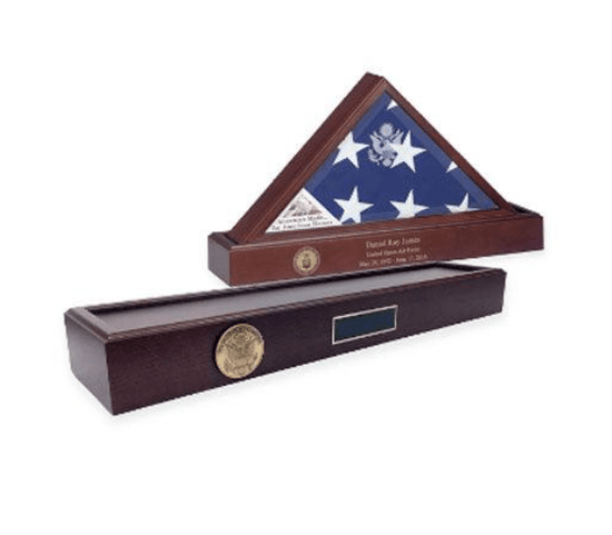 Flag and Personalized Pedestal Display Case - for 3 x 5 flag - Flags Connections
