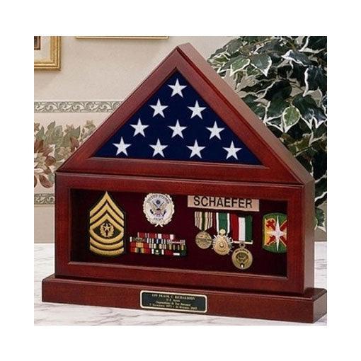 Flag Display Case, Flag Medal and Base Flag Display Case, Flag Medal and Base