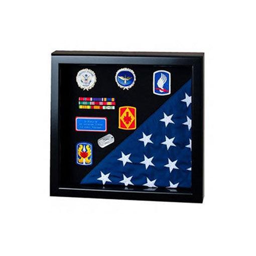 Flag Display Case showcases both the flag and military awards Flag Display Case showcases both the flag and military awards