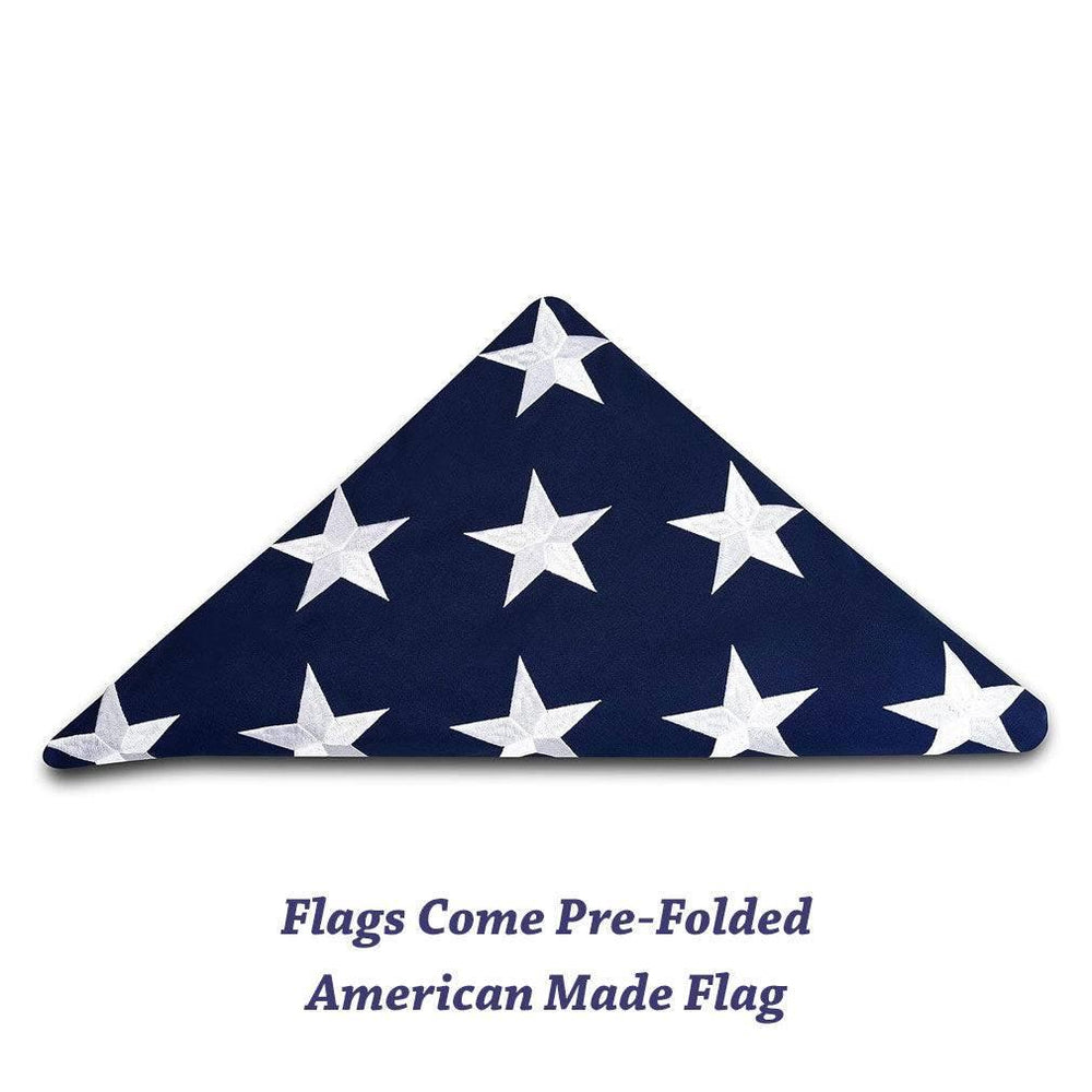 Folded Memorial Flag American US Cotton Flag 5x9.5 FT Premium, Embroidered Stars, Sewn Stripes,  USA Burial Casket Flags - Flags Connections