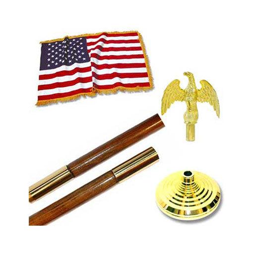 Indoor 4ft x 6ft US Flag Kit with 9ft Oak Pole - Flags Connections