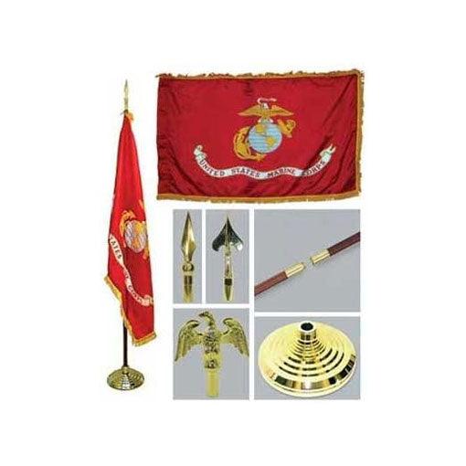 Marine 3ft x 5ft Flag, Flagpole, Base, and Tassel - Flags Connections