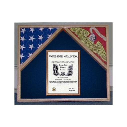 Marine Corps 2 Flags Certificate Display Case - Flags Connections