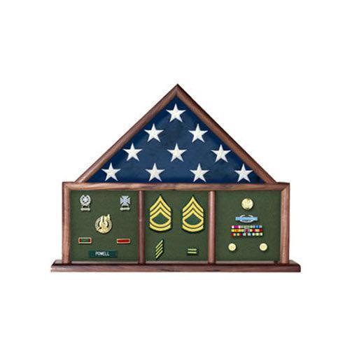 Military Flag and Medal Display Case, Shadow Box American Made