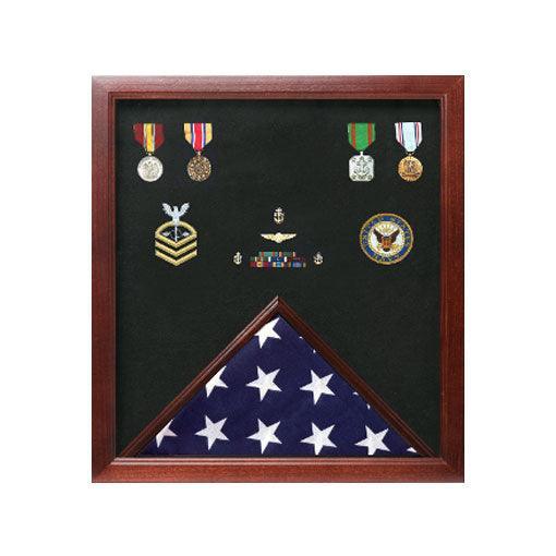 Military Flag and Medal Display Case Shadow Box Military Flag and Medal Display Case Shadow Box