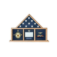 Oak 5 x 9.5 Flag Memorial Case - Three Bay Oak 5 x 9.5 Flag Memorial Case - Three Bay