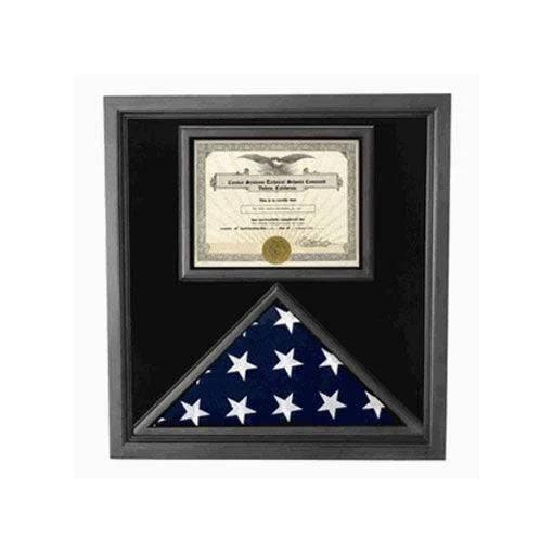 Premium USA Made Solid wood Flag Document Case Black Finish