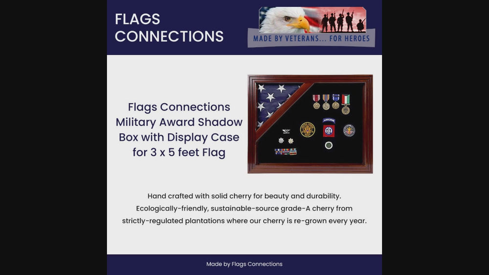 Corner flag and medal Display case, Military Flag and medal displays, Military flag and medal frames 